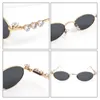 Sonnenbrille Diamant-verkrustete Metall Kleinfrist Oval Frauen Männer Punk Retro Brillen Silber Antiblau-Licht Strsestone Brille