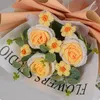 Decoratieve bloemen Haakbloemboeket Wol Handgebroken rozen Diy Eeuwige gedroogde handwoven rozendecoratie