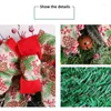 Decorative Flowers Christmas Door Wreath Artificial Spruce Red Berry Clusters White Green Bow Decor Holiday Stair Swag Garland