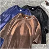 Herren-T-Shirts Herren 230 GSM 100% gekämmter Baumwoll-T-Shirt-Säure-Wäsche T-Shirt für Männer Uni Vintage Oversize T-Shirt Y2k Casual Top Tee Tuch Dhg1l