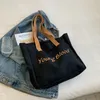 Bolsas de compras Bolsa de hombro para mujeres Cause Causal Liense Cartas impresas Impresión de comestibles reutilizables Bolso de tela ecológica para dama