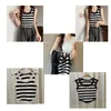 Tank Top Woman Luxury Designer Decoration Black white striped knitted wide shoulder strap round neck strap casual slim fit Sleeveless Backless Solid Color Vest