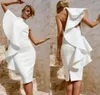 Robes de cocktails blancs arabes sexy et couches blanches Slit Longueur 2022 Roufles de mode Sheat Soirée Robes de bal Short jolie femme PA1454007