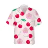 Chemises décontractées pour hommes Cherry 3d Impression Men de chemise Hawaiian Shirt Hawaiian Garf