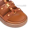S Designer Shoes Sandal Slipper Summer Womans Topaffence Leather 2024 New Slide Girl Fashion Flat Gladiator Black Brown Mul