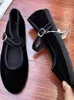 Elegant Mary Janes Flats Chaussures Femme Black Boucle Boucle Ballet Casual Ballet Soconde Modèmes de toile d'automne printemps 240329