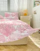 Roze oceaan koraal shell -zeester in abstracte bed rok gemonteerd sprei met kussenslopen matras dekbed beddengoed set set set set 240415