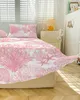 Pink Ocean Coral Shell Starfish Abstract Bed Litt Littpread Adapté avec taies d'oreiller Mattress Cover Liberter