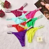 6 Pcs Women Panties Shiny Rhinestone Sexy Lingerie Women Low Rise Nylon Female Underwear Secret G-string Neon Color Women Thong 240401