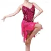 Stage Draag Women Glanse pailletten Latin Dance Dress Sparkly Tassel Party Dancewear Kostuum Ballroom Salsa Samba Rumba Jazz Tango Outfit