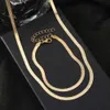 Modieuze forens Gold Bone ketting veelzijdige platte slangenketen Bracelet sieraden 2-delige damesset