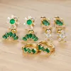 Hoop Earrings Vintage Green Color Zircon Small For Women Stainless Steel Gold Jewelry Arrival