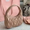 lady beach bag wander Sheepskin Leather Handheld Underarm Bag miuimiui Folded Cloud Fashion Trend Dumplings Womens Crescent