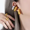 Rückenohrringe 1Pair Trendy Schmuck Hohlkreis Ohrmanschette rostfreier Stahl Nicht bestichtete Ohrring -Clip -Großhandel