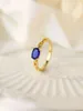 Klaster pierścieni Farny 925 Srebrny „4 Sapphire” Pierścień z złotym kolorem Senior Party Elegancki styl dla kobiet