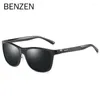 Solglasögon Benzen Ultra-Light Al-MG Polarised Men Rectangle Outdoor Driving Sun Glasses Women UV400 Shades 9660