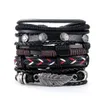 Other Bracelets Eif Dock Vintage Multi-layer Punk Gothic Red PU Leather Bracelet Handmade Ladies Mens Bracelet Jewelry Party Birthday GiftsL240415