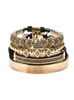 Xury Gold Braided Bracelet réglable Hommes Perles masculines Crown Black CZ Zircon Charme en acier inoxydable Gift Valentin pour la Saint-Valentin Christmas7314681