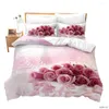 Zestawy pościeli 2024 Zestaw Luksusowy Flower3PCS Rose Print Bede Line na kołdrę Poszedna łóżka Dekoracja pokoju