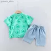 Set di abbigliamento nuovi ragazzi per bambini abiti casual vestiti per 0-5 anni t-shirt per bambine con sacca da cartone animato+pantaloncini in denim abbigliamento estivo y240415