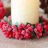 Dekorativa blommor Creative Christmas Candlestick Wreath Simulated Xmas Berry Mini Garland Candle Holder Festive Year Wedding Party Home