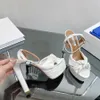 Aquazzura Cupid 매듭 새틴 플랫폼 샌들 발목 스트랩 블록 힐 여성 고급 디자이너 하이힐 펌프 가죽 펌프 가죽이 저녁 파티 신발 공장 신발