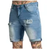 Heren shorts jeans zipper casual 2024 scheurde noodlijdende denim trunks met gebroken gaten zakken rekbare mode ropa hombre