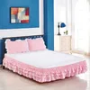 Three Layers Wrap Around Elastic Solid Bed Skirt Band Without Sheet Easy OnEasy Off Dust Ruffled Tailored Home el 240415