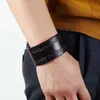 Andra armband modyle nya vintage läder smycken punk brun flätat läder armband för män breda par män armband mode armbanden gåvor240415