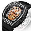 Armbanduhr Skelett mechanische Herren Uhr Automatisch Weinfass Waterdes Glühen-in-the-Dark