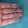 Keychains Nedar Origami Flower Pendant Keyring Plant Boho Purse Bag Charms Jewelry Stainless Steel Keychain Ethnic Floral Key Chain Gift