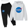 Kläder sätter barnen NASA Fashion Casual Spring Autumn 2st Hoodie+Jogging Pants Tracksuits 3-12 Years Boys Girls Trend Outfits Barn Kläder T240415
