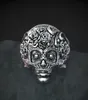 Único 316L acero inoxidable anillo de cráneo de azúcar pesado hombre Mandala Flower Santa Muerte Biker Joyería Tamaño 7 145458385