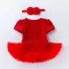 Baby Girl Short Sleeved Composite Rose Princess Dress Set