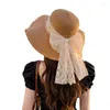 Bérets en gros panama crochet d'été grand souples hawaii fedora fedora dames dimanche pour femmes silk bowknot plage cap chatte de paille