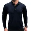 Automne et hiver pour hommes portent un polo américain T-shirt à manches longues pour hommes à manches longues avec un collier de polo masculin