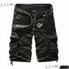 Herrbyxor laamei kamouflage camo last män ny casual manlig lös arbetshorts man militär kort plus storlek ingen bälte q190427 dropp deli dhyvf