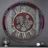 27 -calowy przemysłowy zegar ściany do dekoracji salonu - metalowe lite drewniane wiejskie wiejskie styl steampunk - oryginalny mobilny zegar ścienny