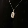 Gemnel Hip-Hop Jewelry Gold Plated Necklace Men Square Dog Tags Stainless Steel Cross Pendant