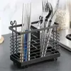 Kitchen Storage Organizer Cutlery Spoons Straws Chopstick Dishwasher Basket With 2 Divided Compartments Utensil Drying Rack Hooks