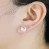 Stud Earrings Delicate 10mm Colorful Enamel Paved White Cubic Zirconia Gold Plated Color Cute Earring For Women Fashion Jewelry