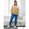 Dames plus size t-shirt shirt tweekleurige druppel shoder twist back sweatshirt vrouwen losgevallen crewneck casual sweatshirts levering app dhc0n