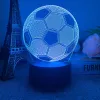 Football 3D illusion lampe nocturne avec télécommande 16 couleurs Contrôle Changement décor anniversaire Cadeaux de Noël