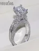 Mulheres Big Jewelry Ring Princess Cut 10ct Zircon Stone 300pcs CZ 925 Sterling Silver noivado Anéis de casamento Presente 5268850