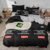 Defina a cama preta branca branca geométrica estampada capa de cama infantil com edredom adulto lençol adulto travesseiro