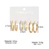 C-shaped Metal Texture Advanced Sense Personalized Ear Ring Fried Dough Twists Earrings Set 6 Pieces