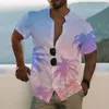 Men's Casual Shirts Shirt Hawaiian Pattern T-shirt Gorgeous Stand Up Collar Light Pink Yellow 3D Printing Outdoor Short Sleeved