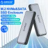 인클로저 Orico M.2 SSD 인클로저 NVME SATA 알루미늄 10Gbps 도구 무료 M2 SSD 인클로저 솔리드 스테이트 드라이브 케이스 케이스 랩톱 컴퓨터 액세서리