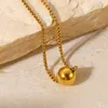 Ins Style minimaliste Gold Ball Pendant Collier Boîte de boîte Pull-out Collier en acier inoxydable en or 18k pour femmes bijoux personnalisés