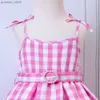 Girl's Dresses Girls Summer New Cosplay Plaid Party Princess Dress Y240415